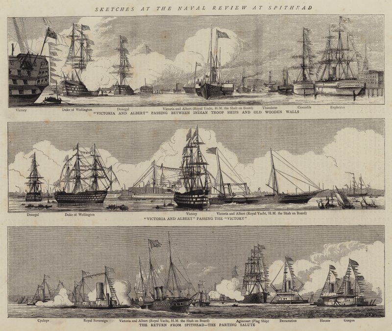 Croquis à la Revue navale à Spithead (gravure) - William Edward Atkins