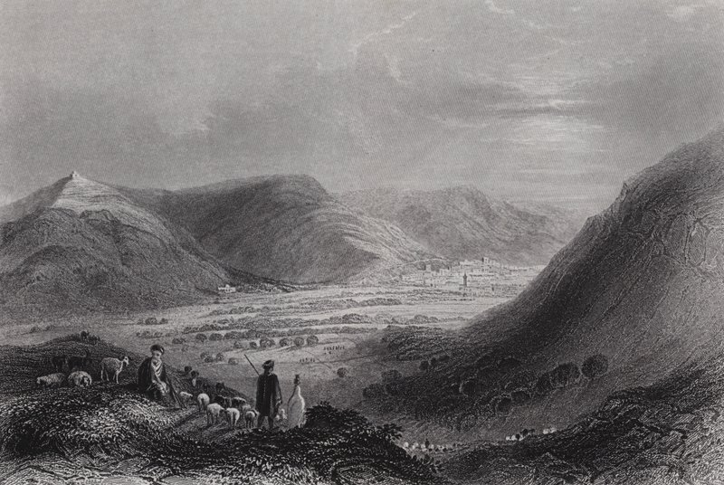 Mont Garizim et la vallée de Nablous, depuis le mont Ebal (gravure) - William H. Bartlett