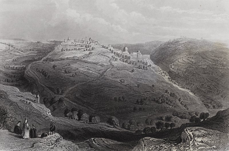 Mont Lion, Jérusalem, depuis la Colline du Mauvais Conseil - William H. Bartlett