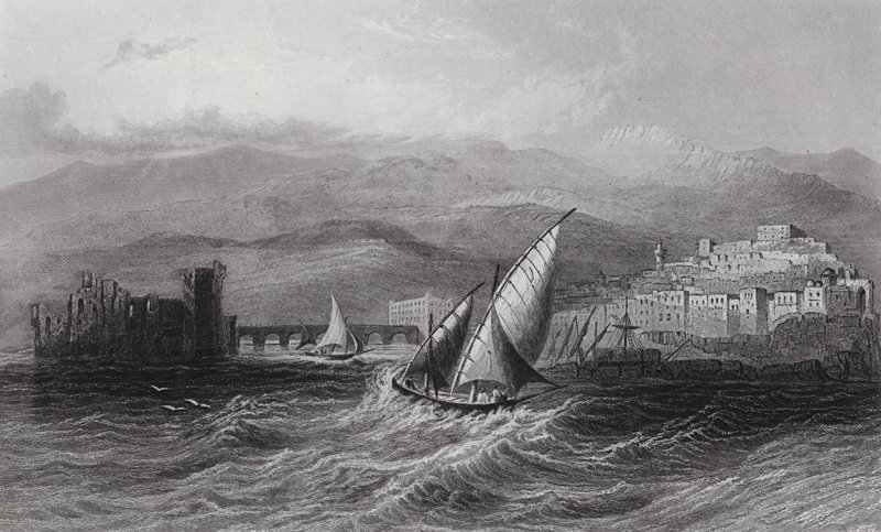 Sidon et le mont Liban, depuis la mer - William H. Bartlett