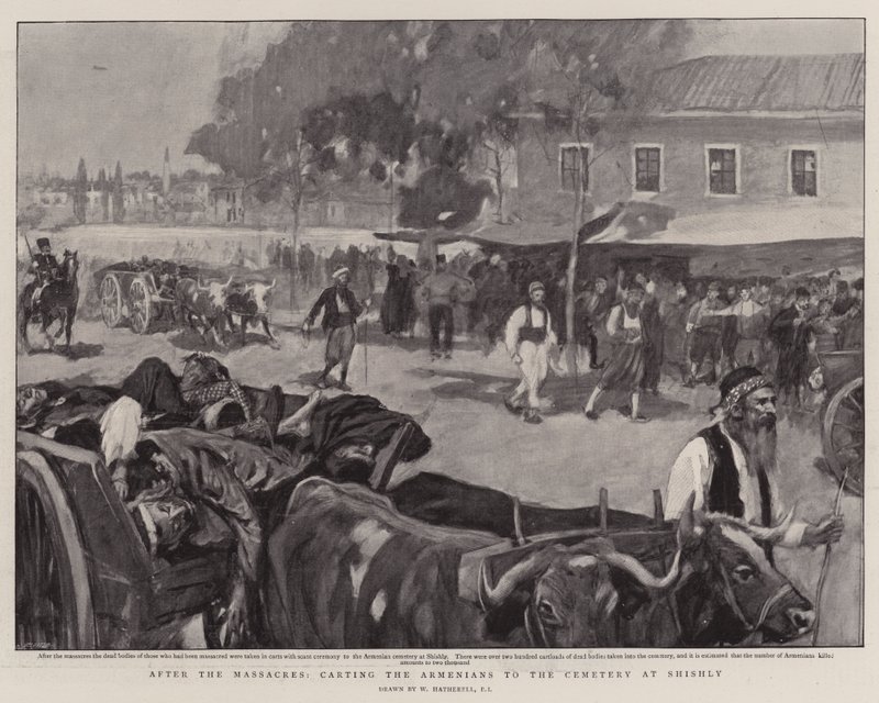 Après les massacres, transport des Arméniens au cimetière de Shishly - William Hatherell