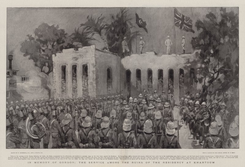 En mémoire de Gordon, le service parmi les ruines de la Résidence à Khartoum - William Hatherell