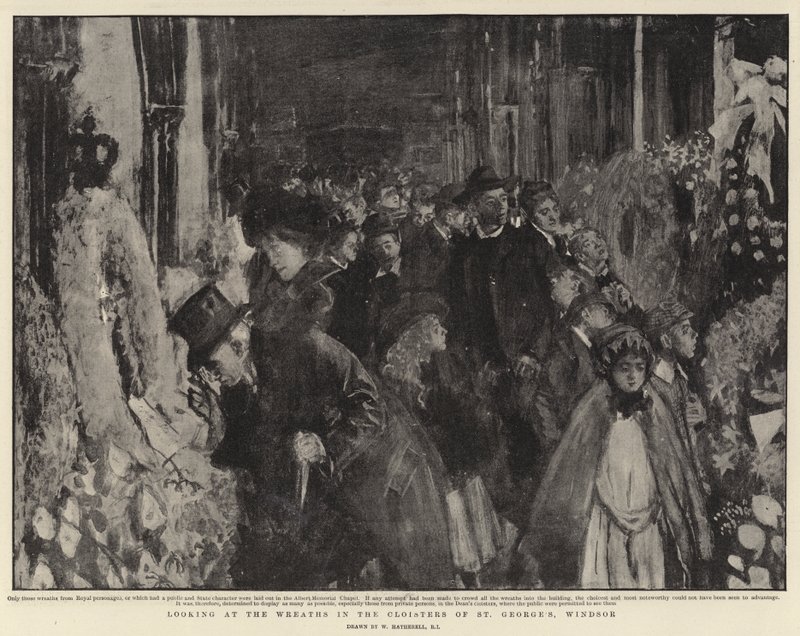 Regardant les Couronnes dans les Cloîtres de St George, Windsor - William Hatherell