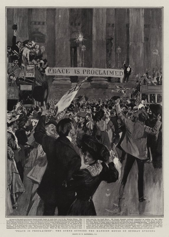 La paix est proclamée, la scène devant le Mansion House le dimanche soir - William Hatherell