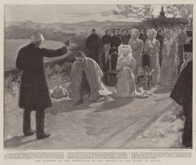 La bénédiction à la conclusion du service sur le mont des Oliviers - William Hatherell