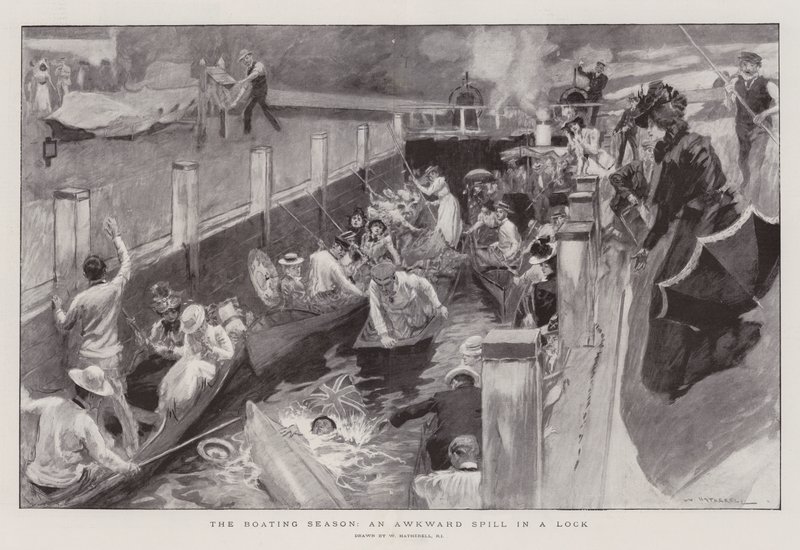 La saison de la navigation, une chute maladroite dans une écluse - William Hatherell