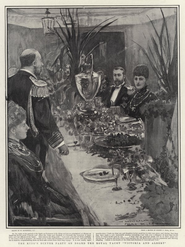 Le dîner du roi à bord du yacht royal Victoria et Albert - William Hatherell