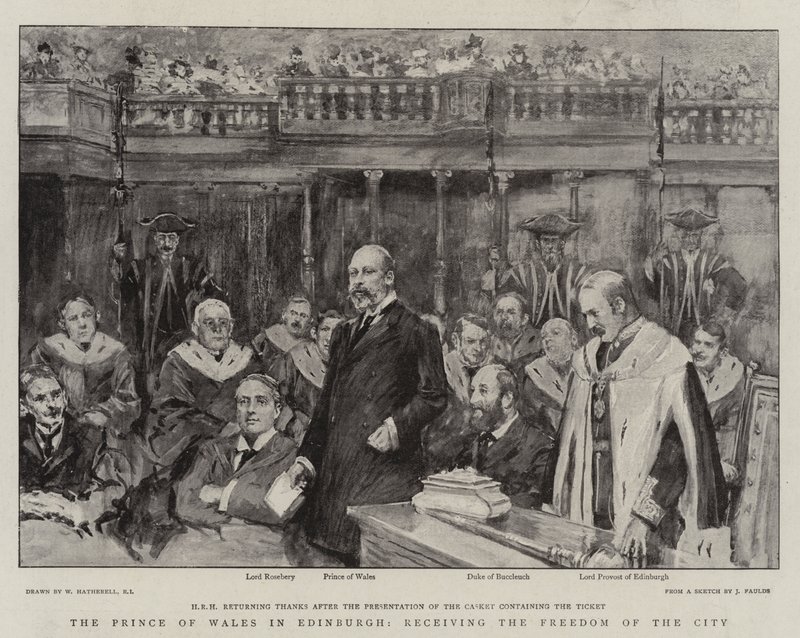 Le Prince de Galles à Édimbourg, recevant la Liberté de la Ville - William Hatherell