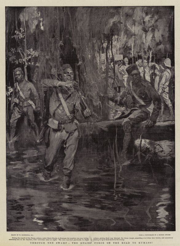 À travers le marais, la force de secours en route pour Kumassi - William Hatherell