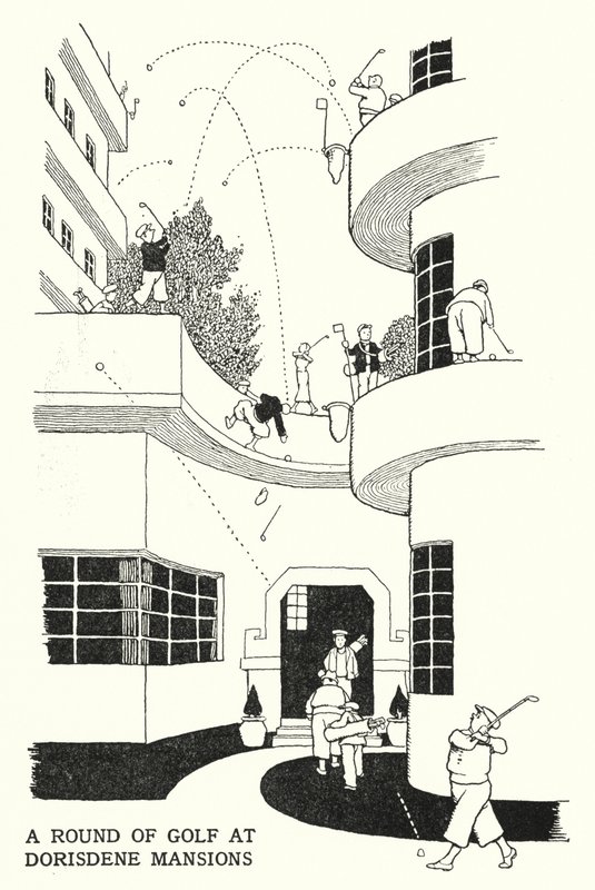 Une partie de golf aux Dorisdene Mansions - William Heath Robinson