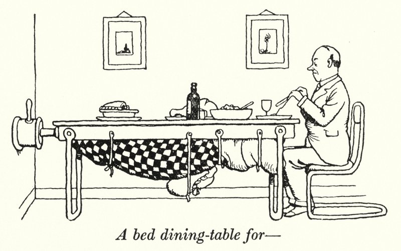 Une table à manger pour lit - William Heath Robinson