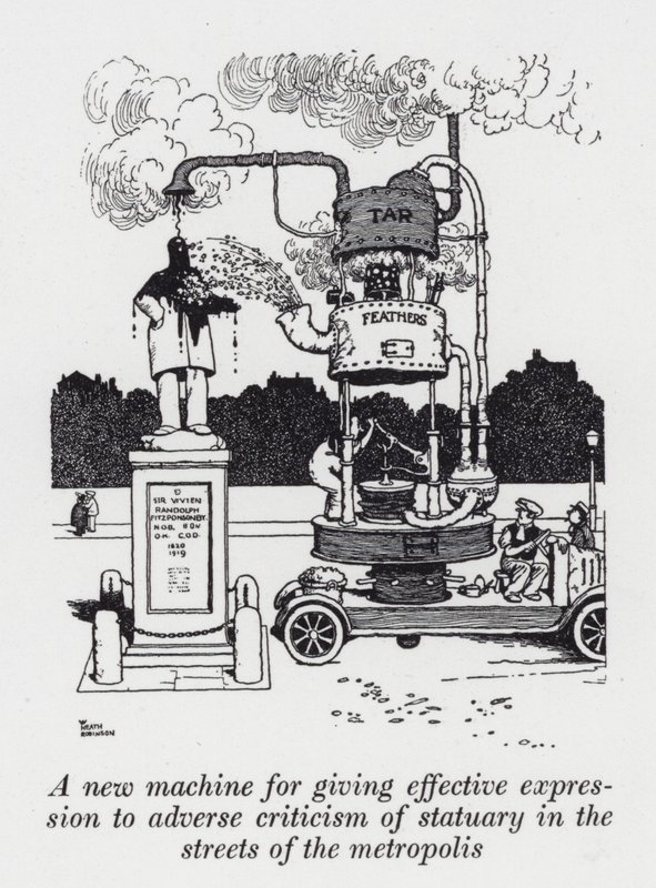 Une nouvelle machine pour exprimer efficacement les critiques négatives des statues dans les rues de la métropole - William Heath Robinson