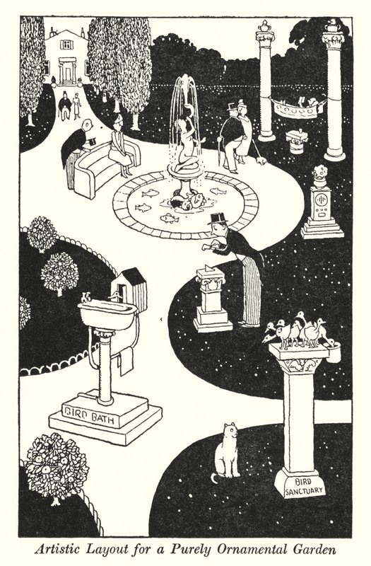 Disposition artistique pour un jardin purement ornemental (lithographie) - William Heath Robinson