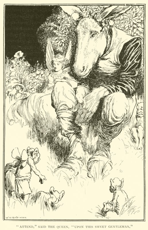 Attendez, dit la Reine, sur ce doux gentilhomme - William Heath Robinson