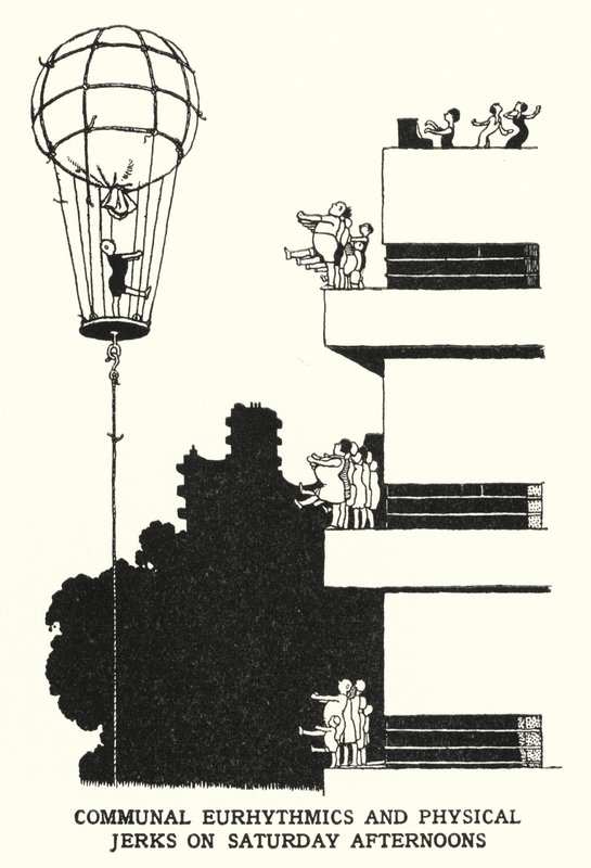 Eurhythmie communale et exercices physiques le samedi après-midi - William Heath Robinson