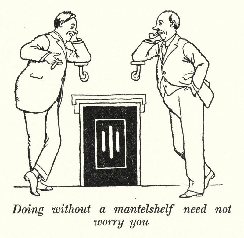 Ne pas avoir de manteau de cheminée ne doit pas vous inquiéter (lithographie) - William Heath Robinson
