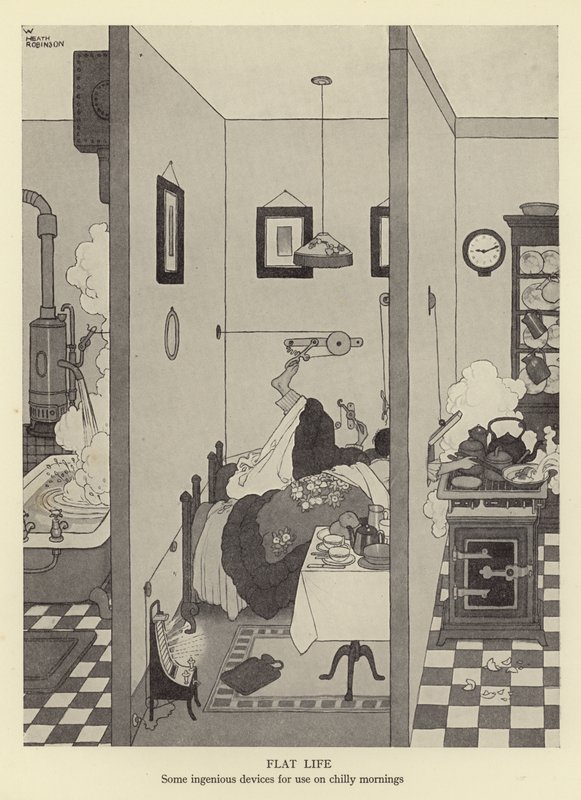 Vie plate, quelques dispositifs ingénieux pour les matins froids - William Heath Robinson
