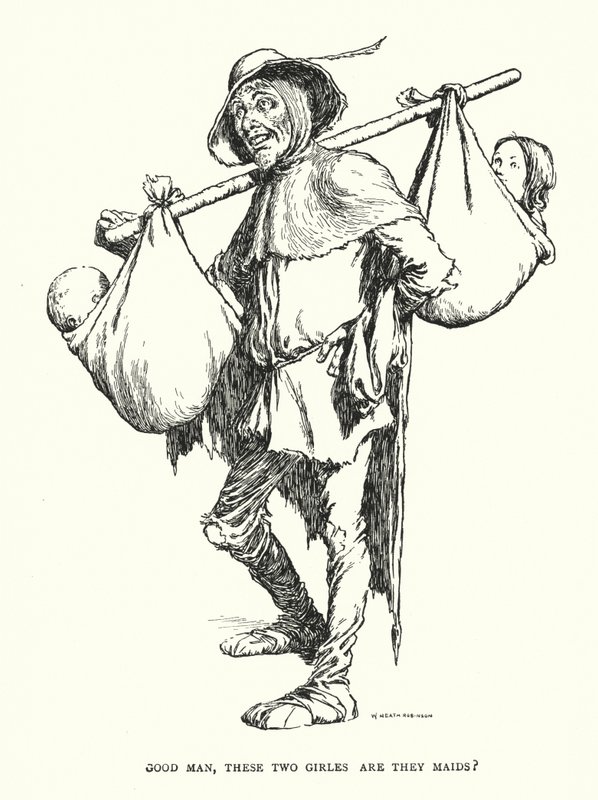 Bon homme, ces deux filles sont-elles des servantes ? - William Heath Robinson
