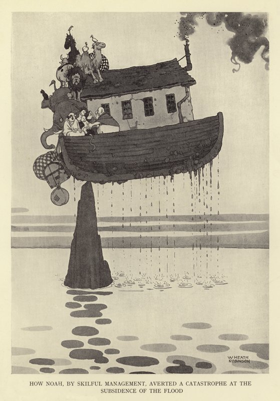 Comment Noé, par une gestion habile, a évité une catastrophe à la subsidence du déluge - William Heath Robinson