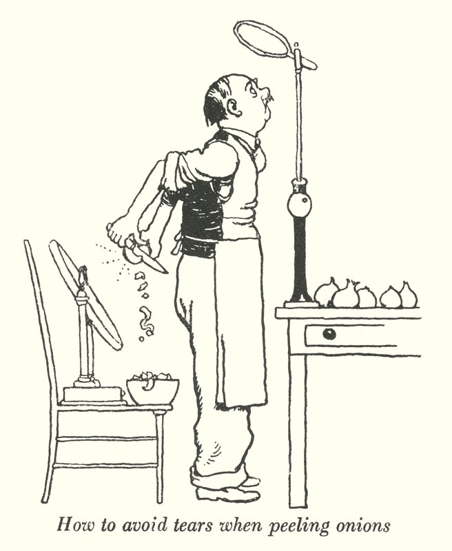 Comment éviter les larmes en épluchant des oignons - William Heath Robinson