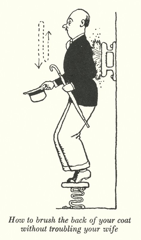 Comment brosser le dos de votre manteau sans déranger votre femme (lithographie) - William Heath Robinson