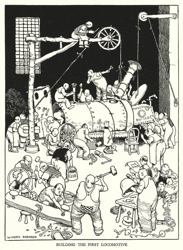 Illustration pour Railway Ribaldry par W Heath Robinson - William Heath Robinson