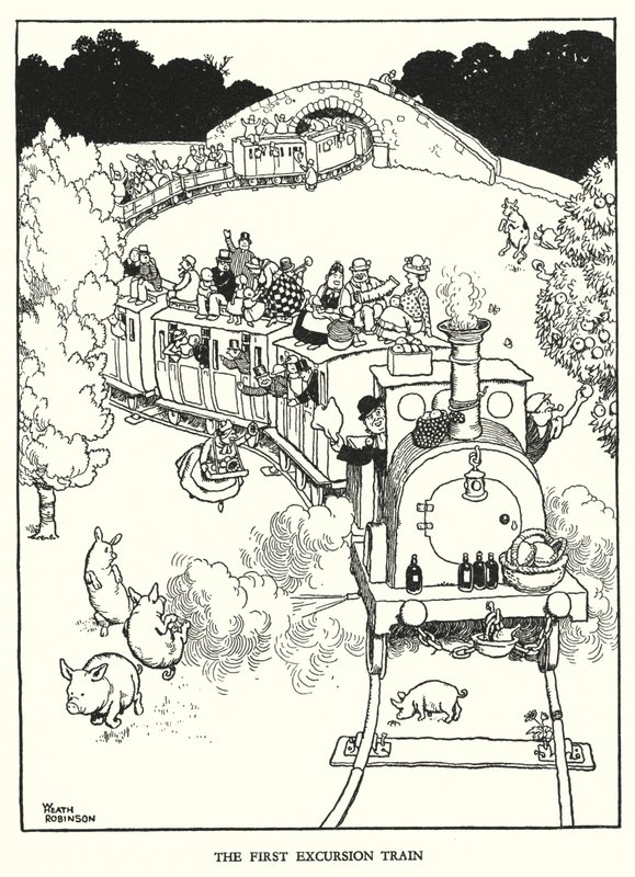 Illustration pour Railway Ribaldry par W Heath Robinson - William Heath Robinson