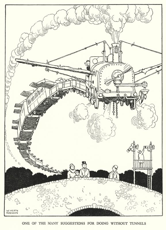 Illustration pour Railway Ribaldry par W Heath Robinson - William Heath Robinson