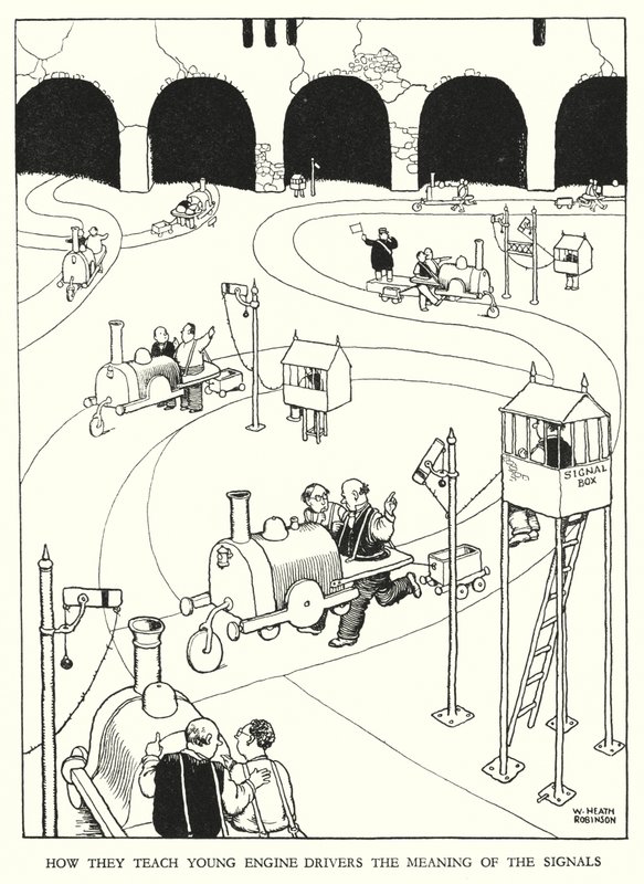 Illustration pour Railway Ribaldry par W Heath Robinson - William Heath Robinson