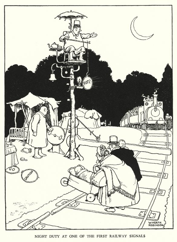 Illustration pour Railway Ribaldry par W Heath Robinson - William Heath Robinson
