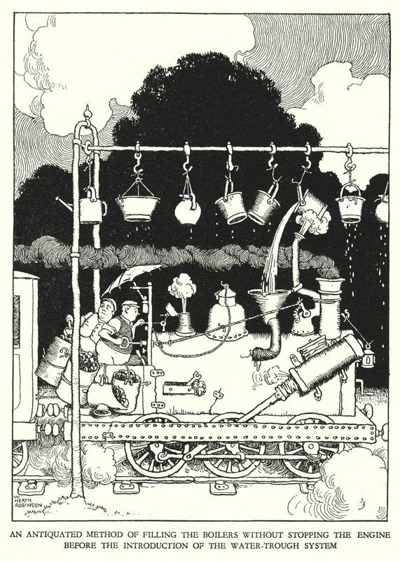 Illustration pour Railway Ribaldry par W Heath Robinson - William Heath Robinson