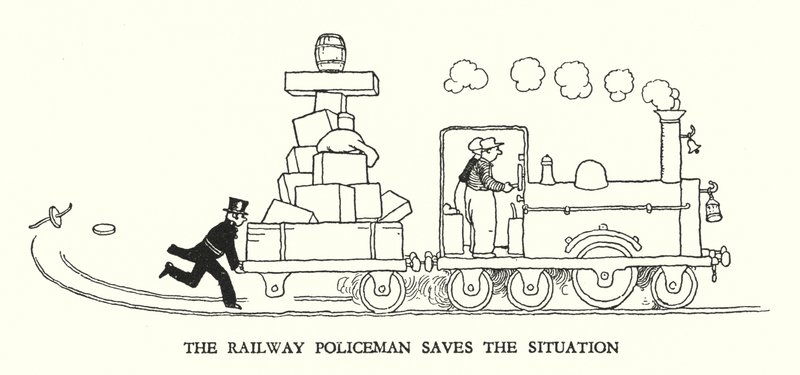 Illustration pour Railway Ribaldry par W Heath Robinson - William Heath Robinson