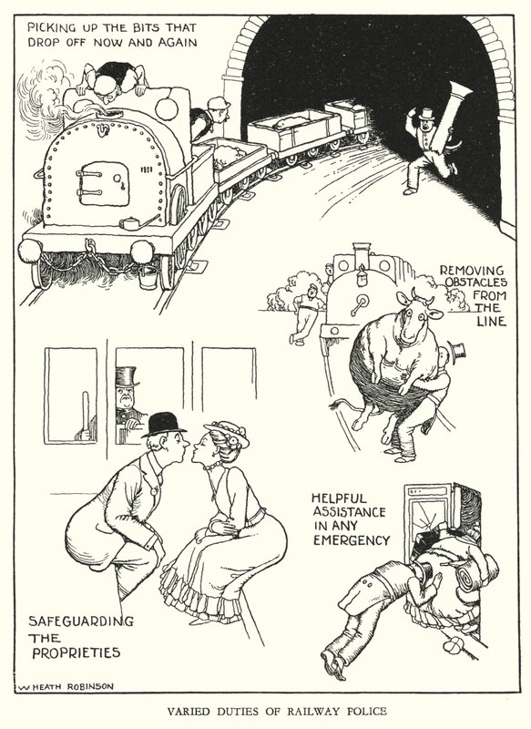 Illustration pour Railway Ribaldry par W Heath Robinson - William Heath Robinson