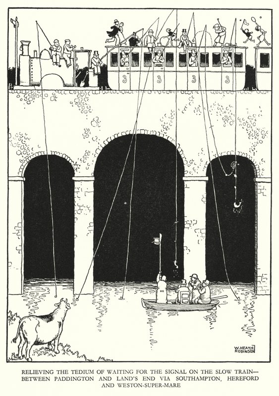 Illustration pour Railway Ribaldry par W Heath Robinson - William Heath Robinson