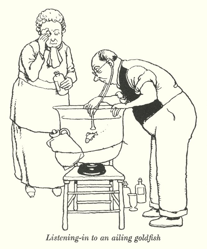 Écouter un poisson rouge malade - William Heath Robinson