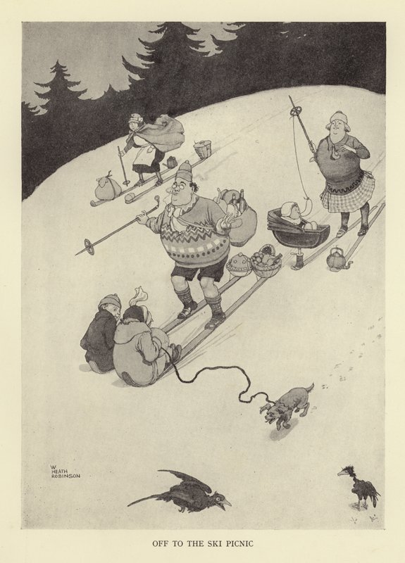 En route pour le pique-nique de ski - William Heath Robinson