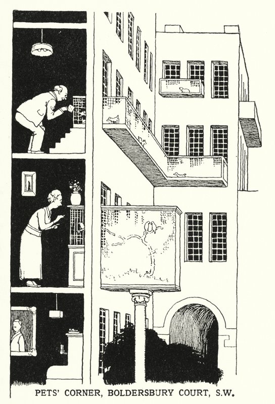Coin des animaux, Boldersbury Court, SW - William Heath Robinson