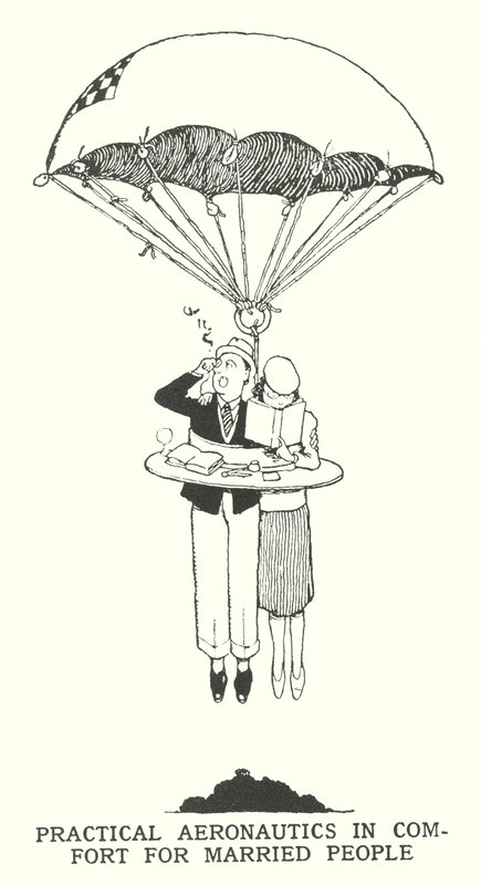 Aéronautique pratique en confort pour les personnes mariées (lithographie) - William Heath Robinson