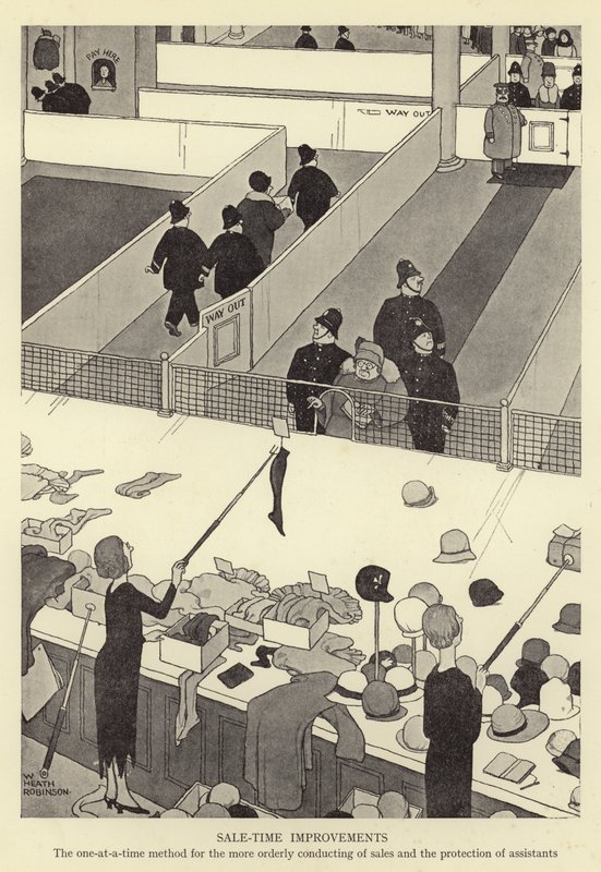 Améliorations du temps de vente, la méthode un à la fois pour une conduite plus ordonnée des ventes et la protection des assistants - William Heath Robinson