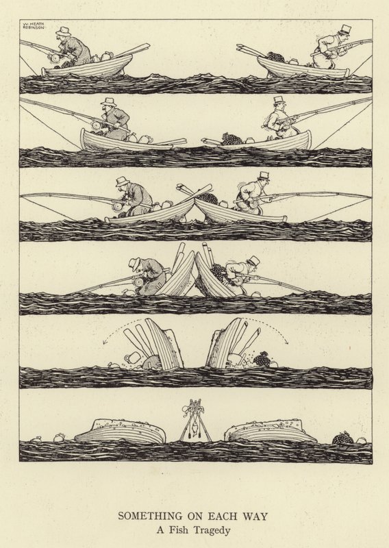 Quelque chose sur chaque chemin, une tragédie de poisson - William Heath Robinson