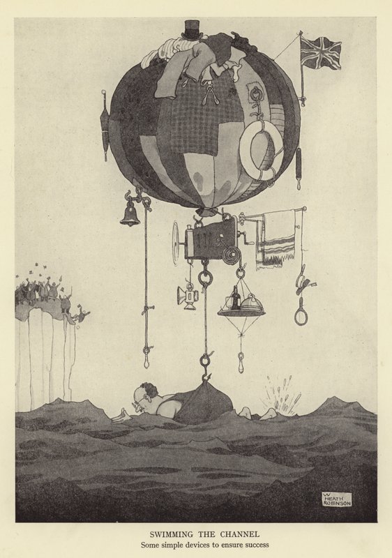 Traversée de la Manche, quelques dispositifs simples pour assurer le succès - William Heath Robinson