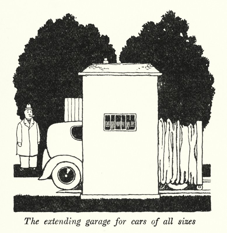 Le garage extensible pour voitures de toutes tailles - William Heath Robinson