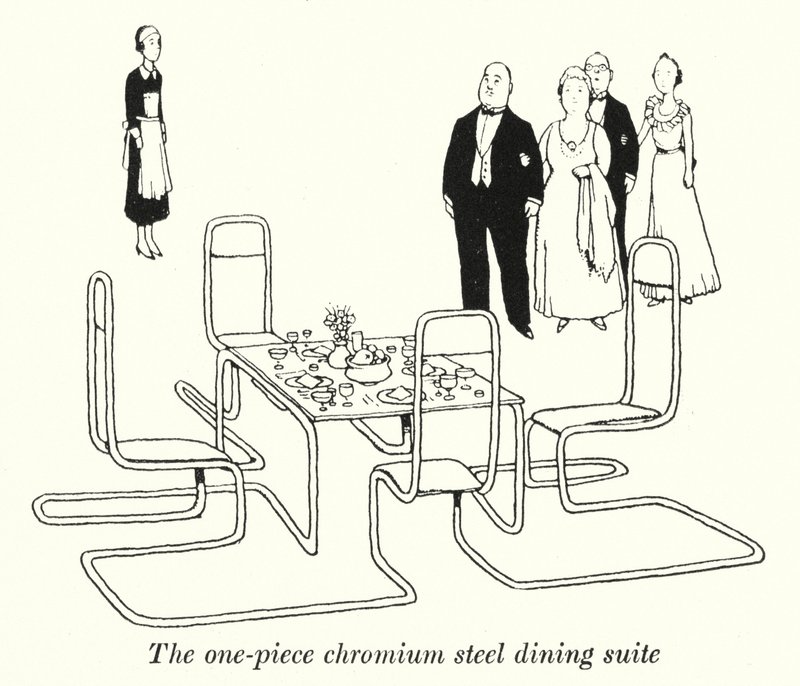 La salle à manger en acier chromé monobloc - William Heath Robinson