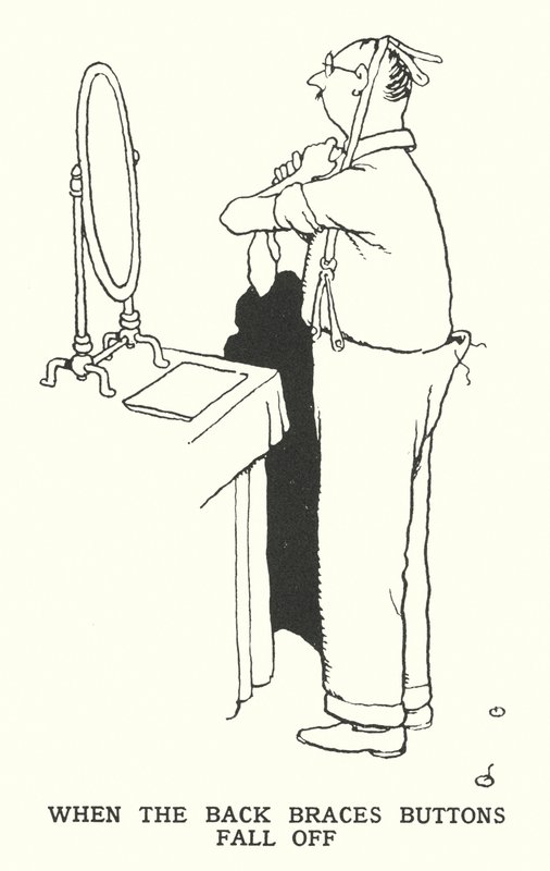 Quand les boutons des bretelles tombent (lithographie) - William Heath Robinson