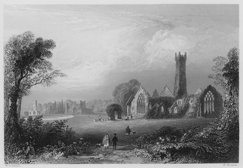 Abbaye augustinienne, Adare, avec le château des Fitzgerald et l