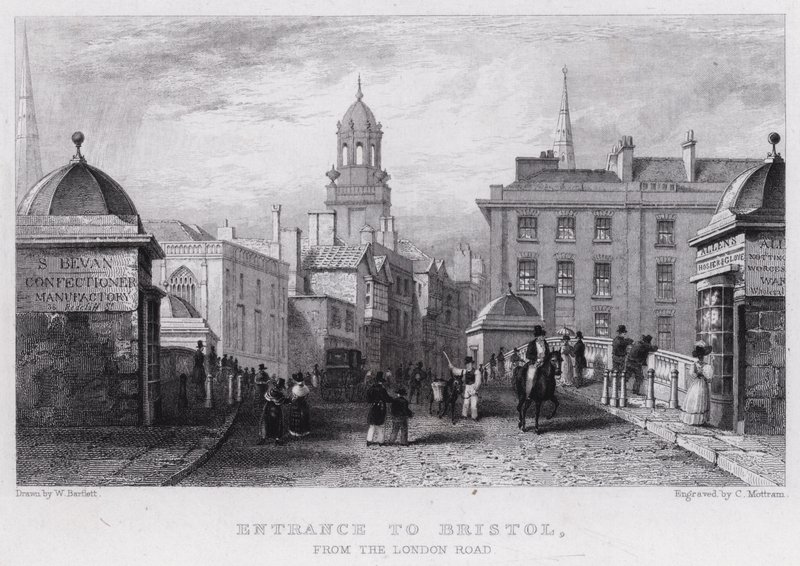 Entrée de Bristol, de la route de Londres - William Henry (after) Bartlett