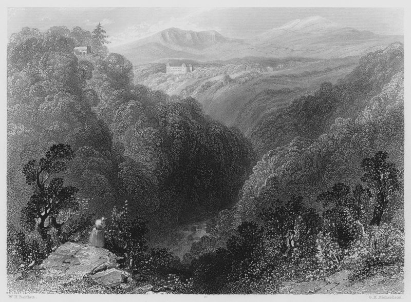 Powerscourt depuis le Dargle, comté de Wicklow (gravure) - William Henry (after) Bartlett