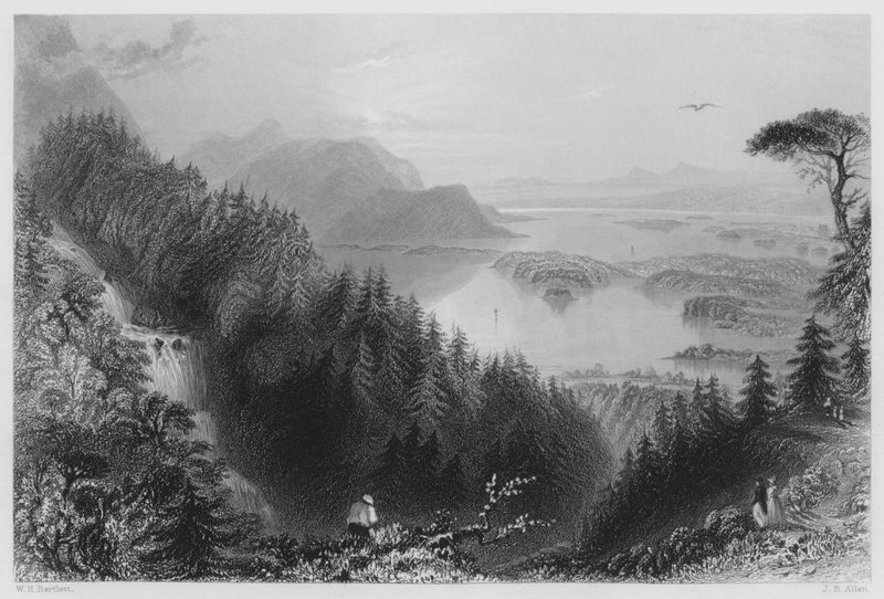 Les lacs Lower et Torc, Killarney, depuis la cascade de Torc - William Henry (after) Bartlett