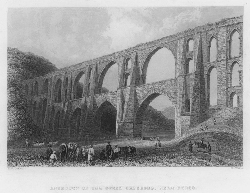 Aqueduc des empereurs grecs, près de Pyrgo (gravure) - William Henry Bartlett