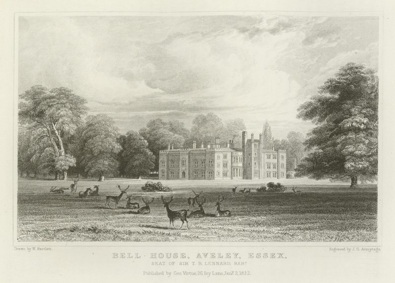 Bell House, Aveley, Essex, Siège de Sir T B Lennard, Baronet - William Henry Bartlett